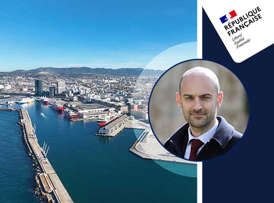 Jean-Noël Barrot au port de Marseille Fos